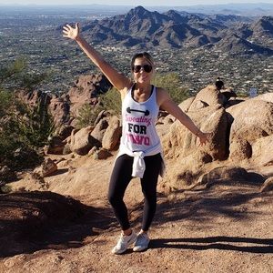 Pregnancy workout tank. Sweating for two